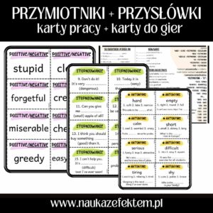 Przymiotniki + przysłówki - zadania i karty