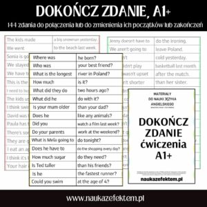 Dokończ zdanie A1+ ćwiczenia