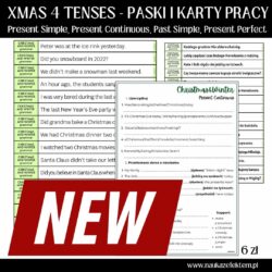 XMAS 4 TENSES - paski i karty pracy A2