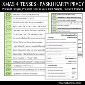 XMAS 4 TENSES - paski i karty pracy A2