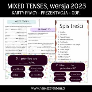 English Tenses - 10 kart pracy + prezentacja WERSJA 2025