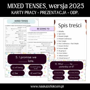 English Tenses - 10 kart pracy + prezentacja WERSJA 2025